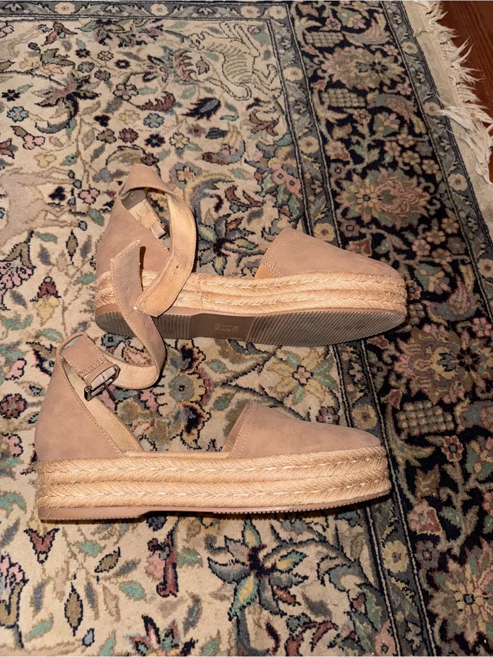 Naturalizer Blush/Taupe Ankle-Strap Espadrille Flats